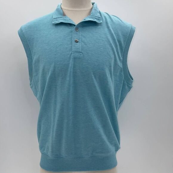 F&G Tech Old School Button Plack Golf Vest Turks Heather (Blue) - Large NWT - Picture 1 of 8
